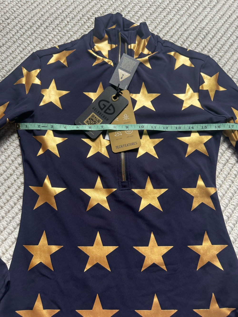 Goldbergh Lunaria metallic Base Layer French Navy Blue with Gold Stars NWT Small - Picture 4 of 6